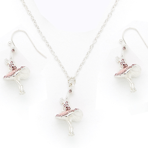 5501 3D Ballerina Necklace/Earring Set - Click Image to Close